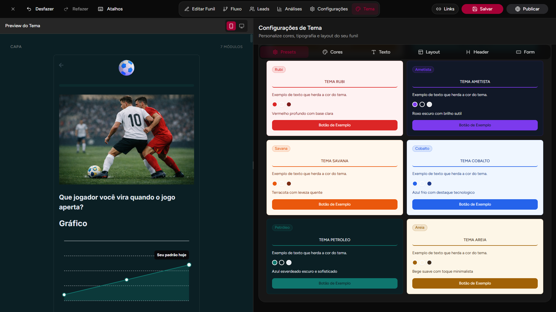 Personalização de tema